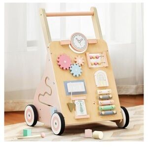 Amazon.com : BABY JOY Wooden Baby Walker, Sit to Stand Baby Push Walker pink